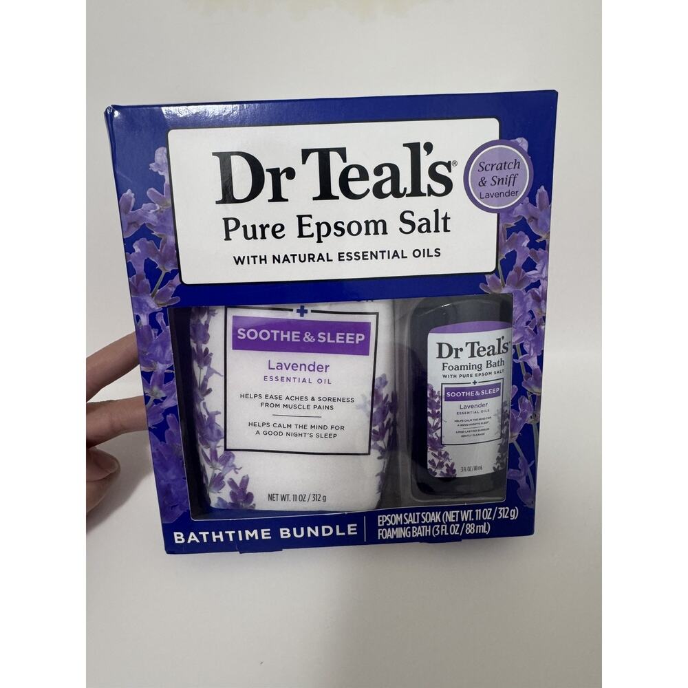 Dr Teal's Lavender Epsom Salt & Foaming Bath Oil Sampler Gift Set 2019 - Give